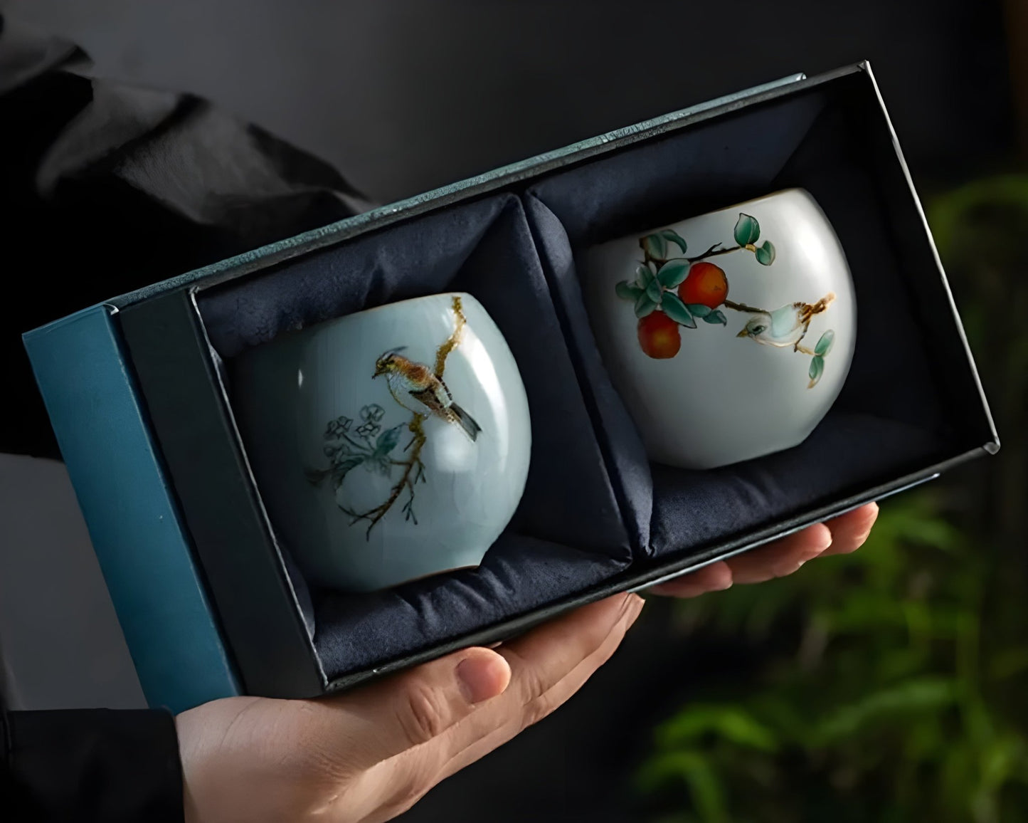 Hand Painted Porcelain Tea Cup Pair - Northeast Tea House