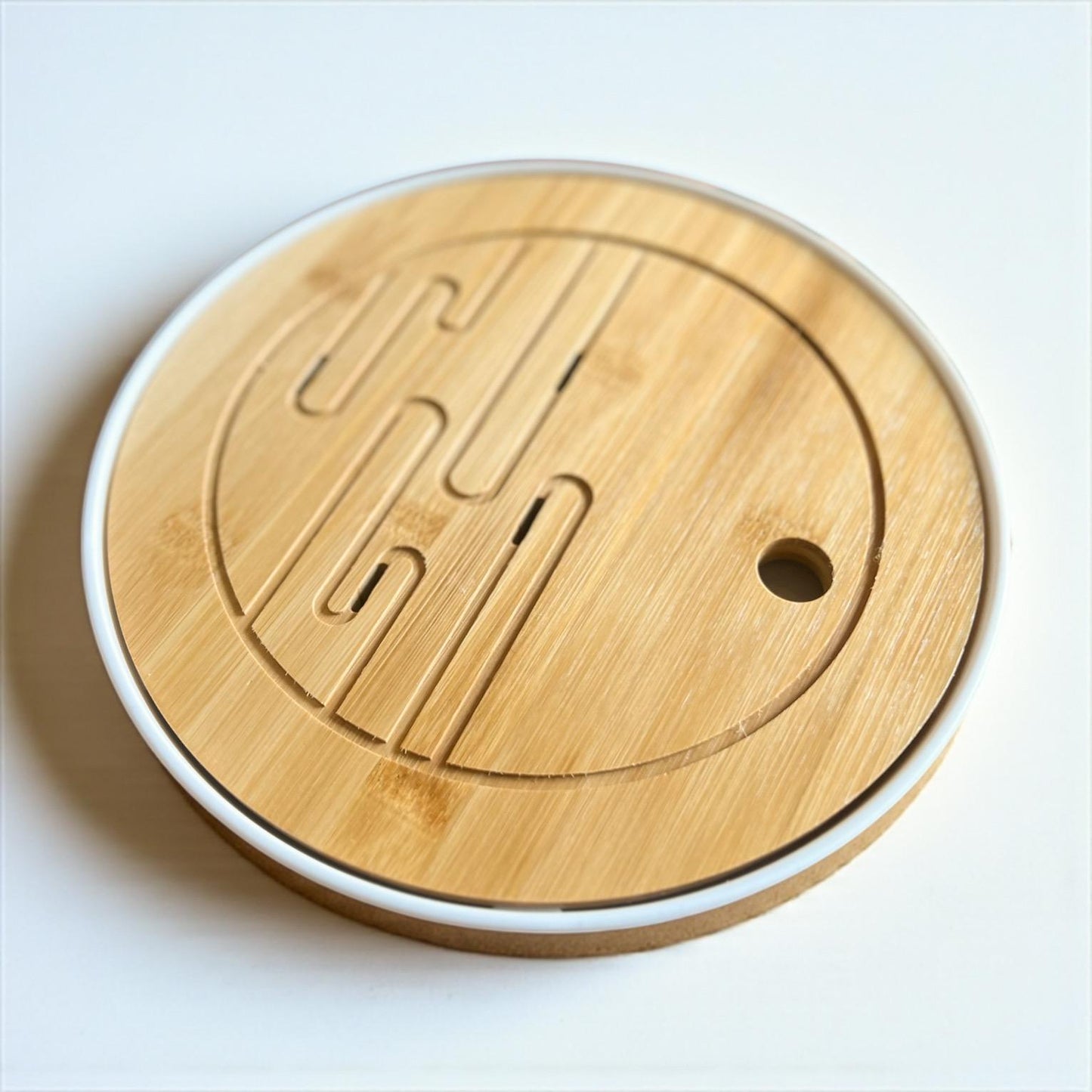 Melamine and Bamboo Circular Tea Tray - Northeast Tea House