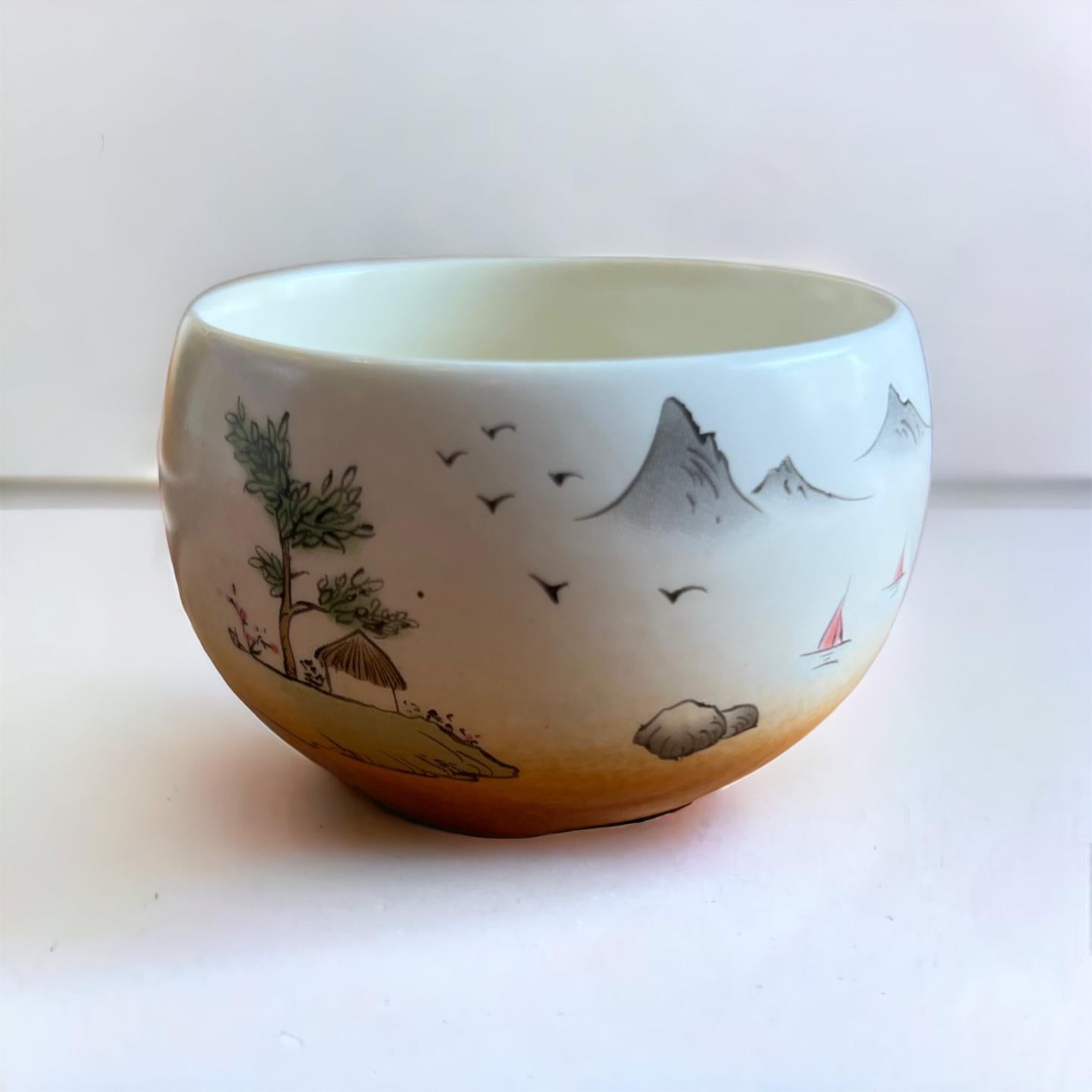 Hand Painted Landscape Gaiwan and Cup Set (Defect)