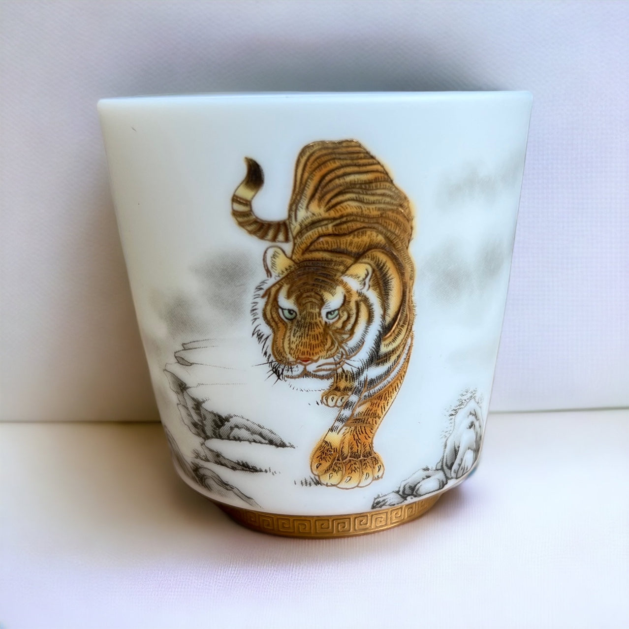 Jingdezhen 3 Tiger Pose Tea Cup Set in Gift Box