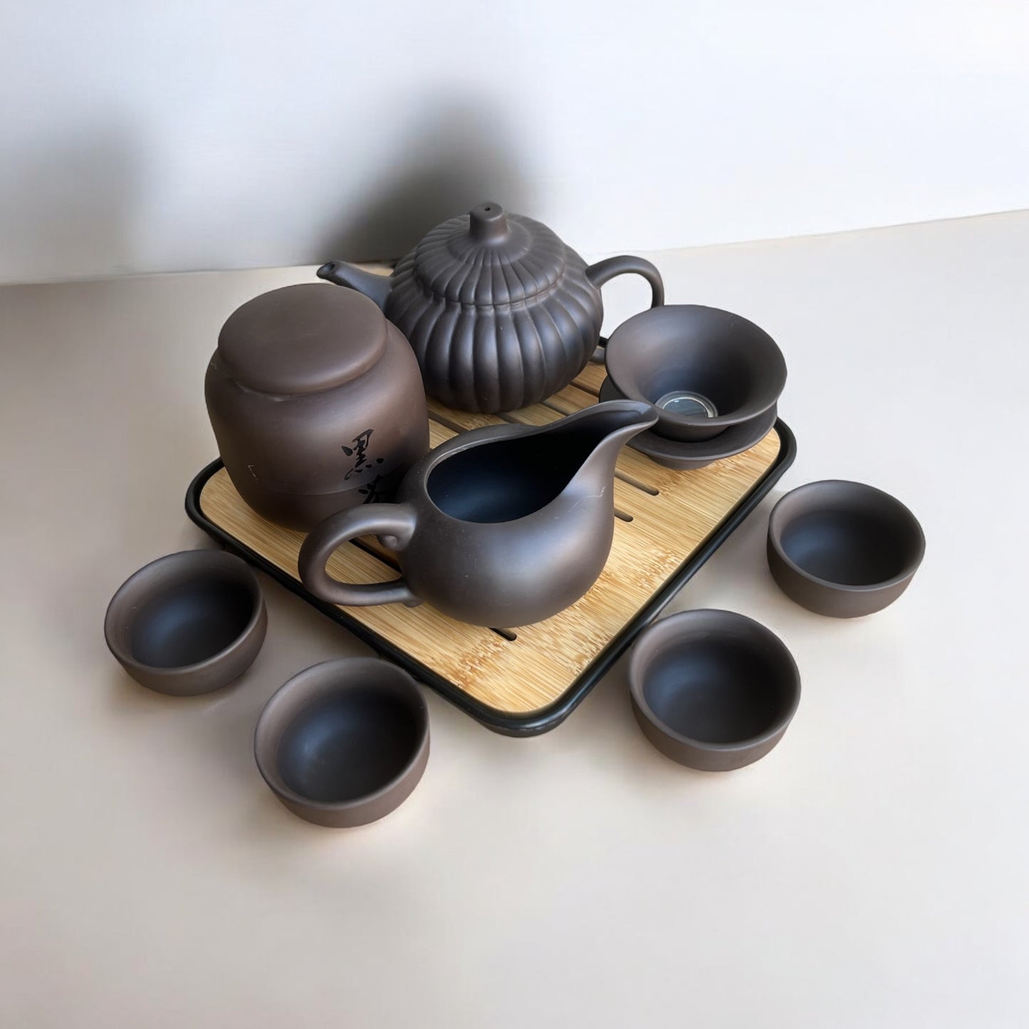 Handmade Purple Clay Tea Set w/ Travel Bag