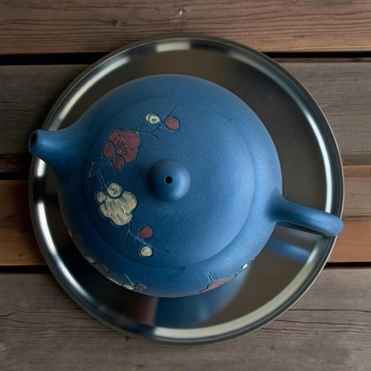 Blue Clay Cherry Blossom Motif Yixing Pot - Northeast Tea House