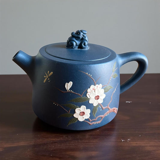 Blue Yixing Clay Plum Blossom Yixing Pot - Northeast Tea House
