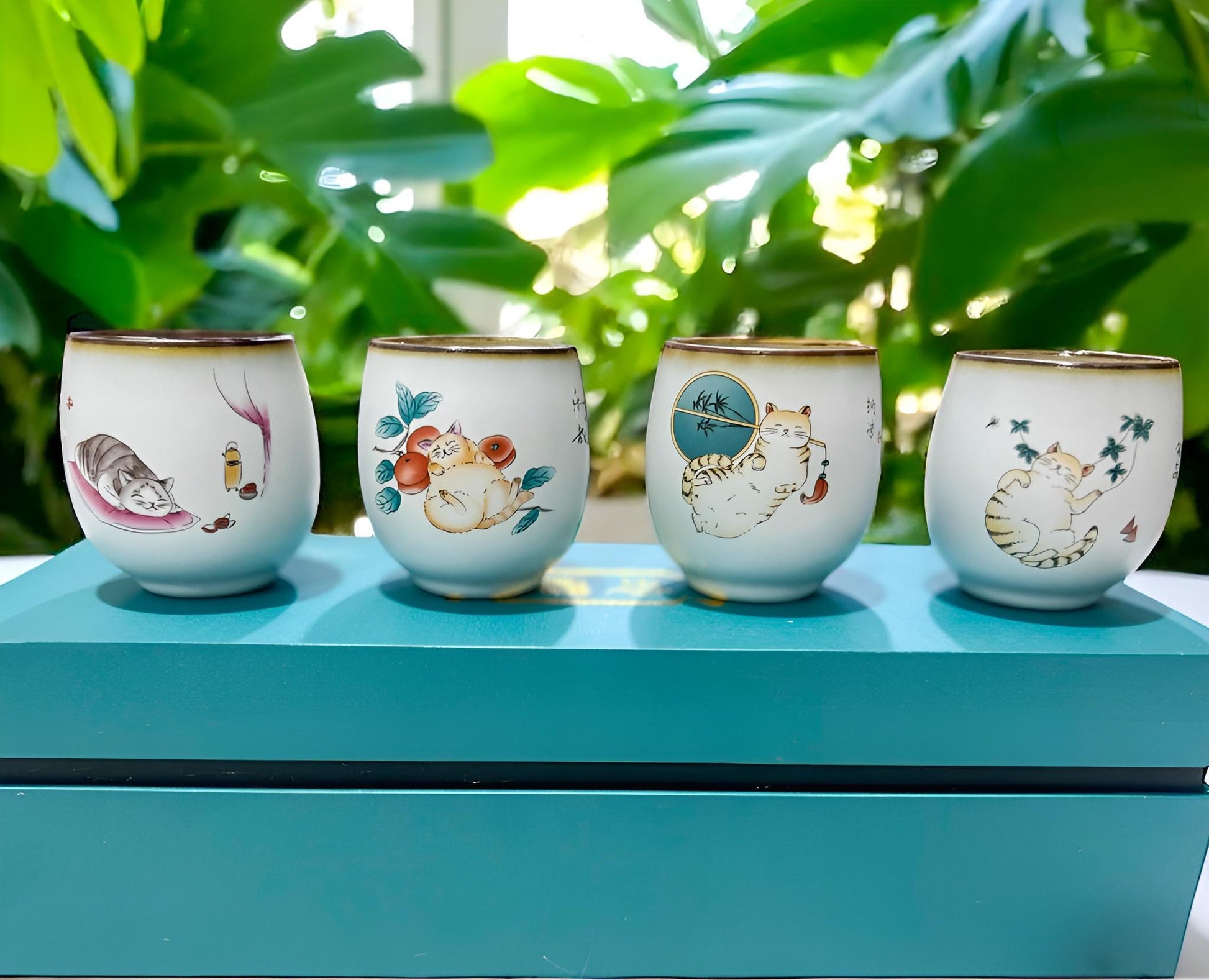 Hand - Painted Cat Tea Cup Set - Northeast Tea House