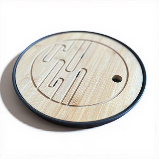 Melamine and Bamboo Circular Tea Tray - Northeast Tea House