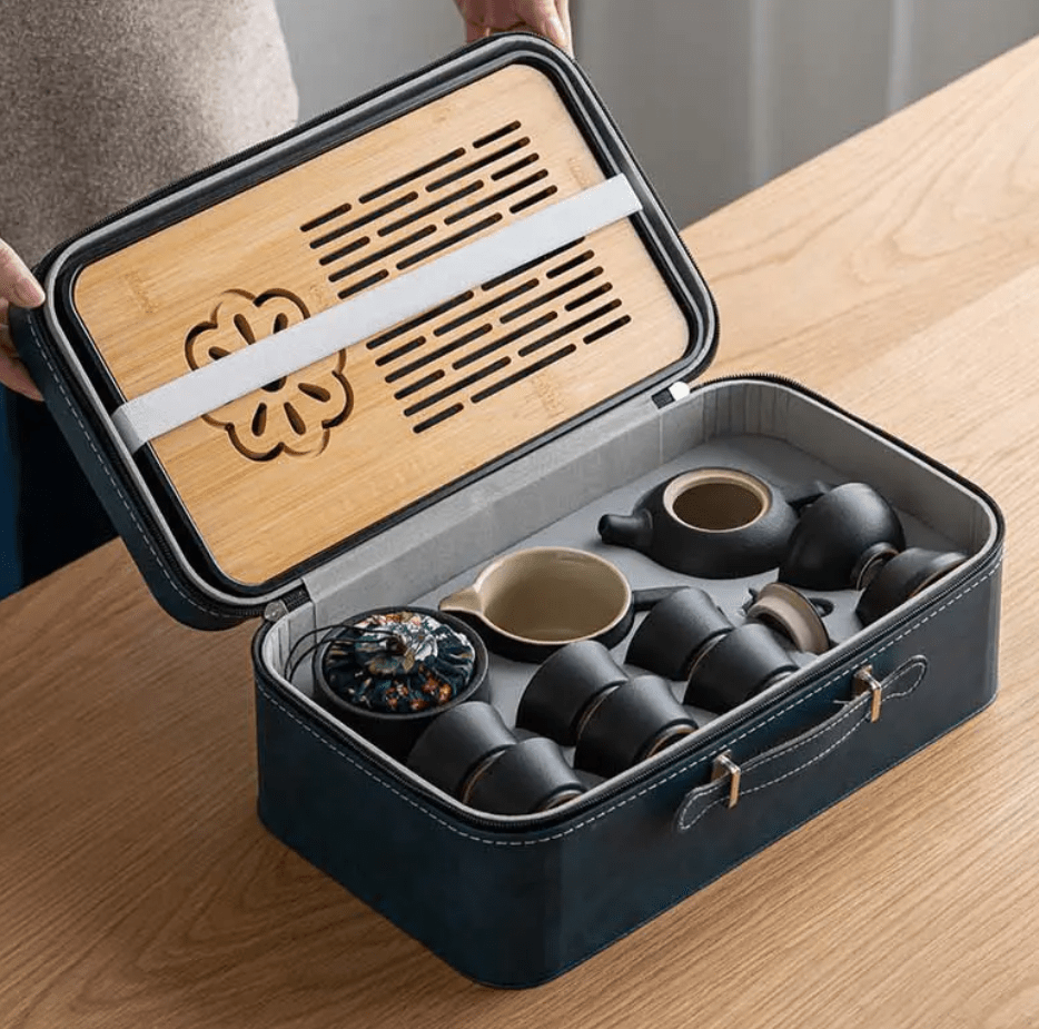 Portable Porcelain Gongfu Gift Set - Black