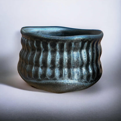 Texturized Black and Blue Chawan - Northeast Tea House