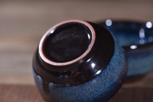 Cobalt Blue Gradient Glazed Tea Cups For Gong Fu Tea Pair at $14.5
