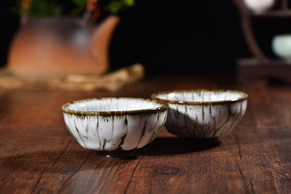 Glazed Ceramic “Creamy” Cups Pair at $26.5