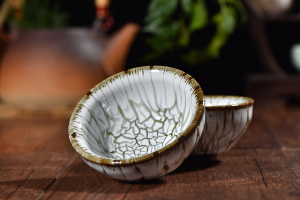 Glazed Ceramic “Creamy” Cups Pair at $26.5