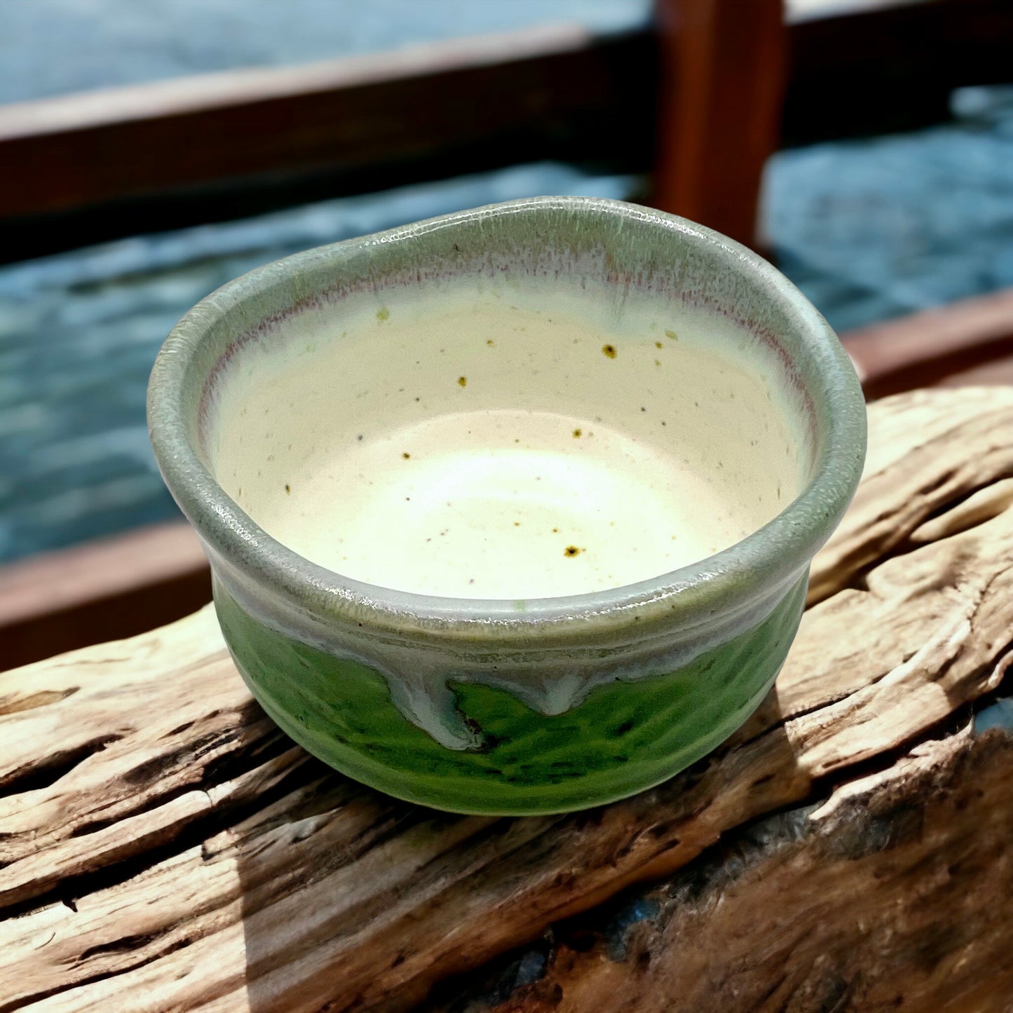 Sky Blue and Green Chawan