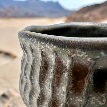 Texturized Black and Blue Chawan - Northeast Tea House